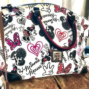 Dooney and bourke Minnie Mouse hearts/bows Lg satchel crossbody EUC